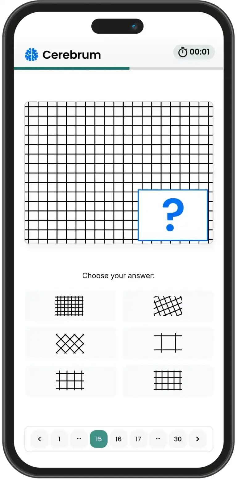 IQ test zobrazený na obrazovce iPhonu